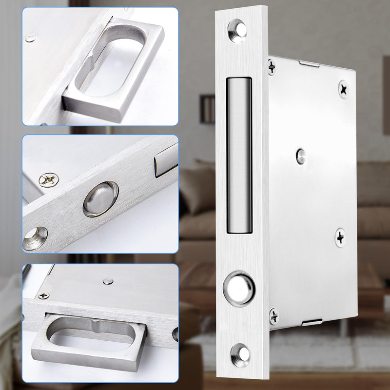 Dontay Pocket Door Handles with Large Auto Pop-Out Ring,Flush Hidden Edge Pull for Sliding Doors Hardware & Lock, Modern Space-Saving Design, Easy Install(4.72-inch,Brushed Nickel,1) 4.72-inch Brushed Nickel 1