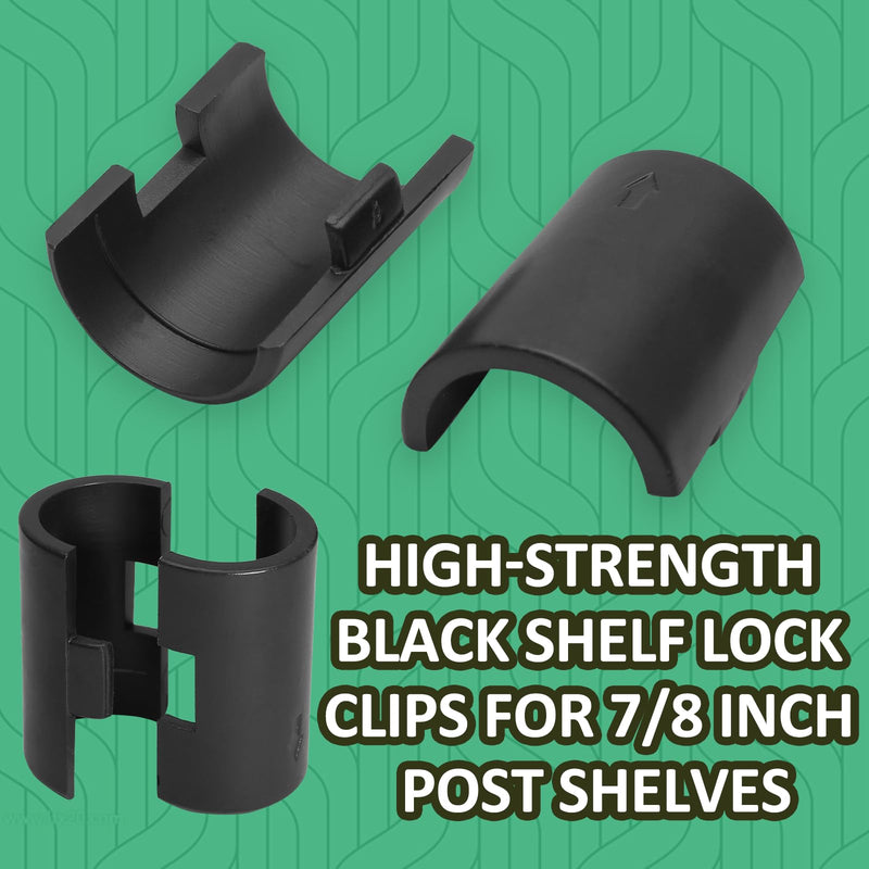 Luomorgo 52 Pcs 7/8 Inch Wire Shelf Clips, Plastic Shelf Lock Clips for 7/8" Post Shelving, Heavy Duty Wire Shelving Clips Replacements for Shelves, Racks (Black) 52pcs