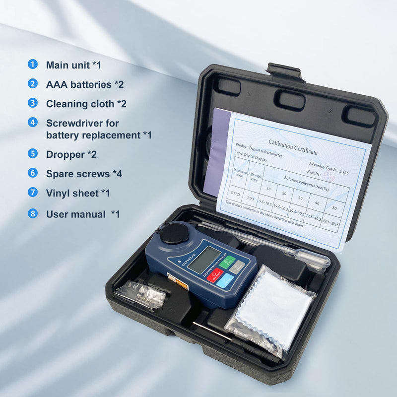 GOYOJO Digital Brix Refractometer Lab Brix Meter 0-55% Range, with Automatic Temperature Compensation (ATC), for Juices, Food, Drinks, and Coffee Liquid Sugar Content Test