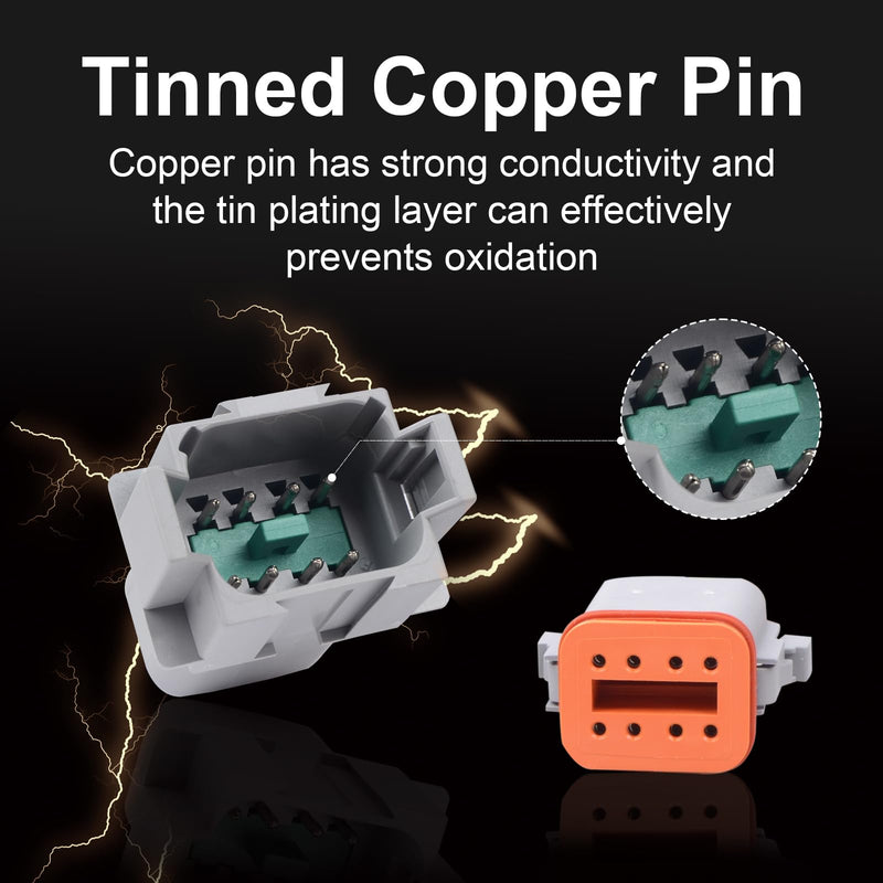 2Pack 12-Pin Waterproof DT Connector Male and Female Wire Connectors with 16AWG 105℃ 600V Wires and Heat Shrink Tubes, Applicable for Automotive Electrical Connections 12-pin/2pack
