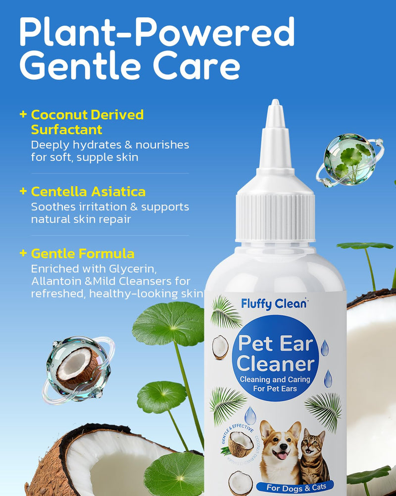 Dog Ear Cleaner - Pet Ear Wash, Flush and Drop Cleaner Solution for Cat & Dog Infection and Itch Relief, Gently Removes Debris, Wax Buildup, Odor - 1.69 fl oz White & Blue-1.69Oz 1.69 Oz (Travel Size)