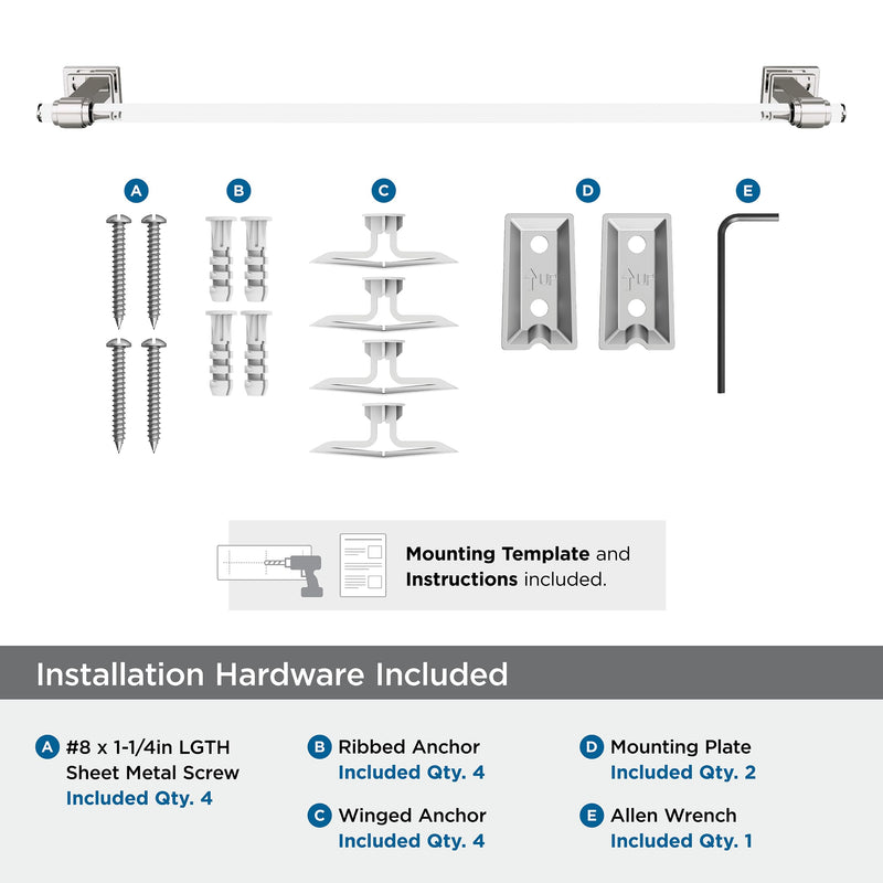 Amerock Glacio 24" Clear/Polished Nickel Towel Bar