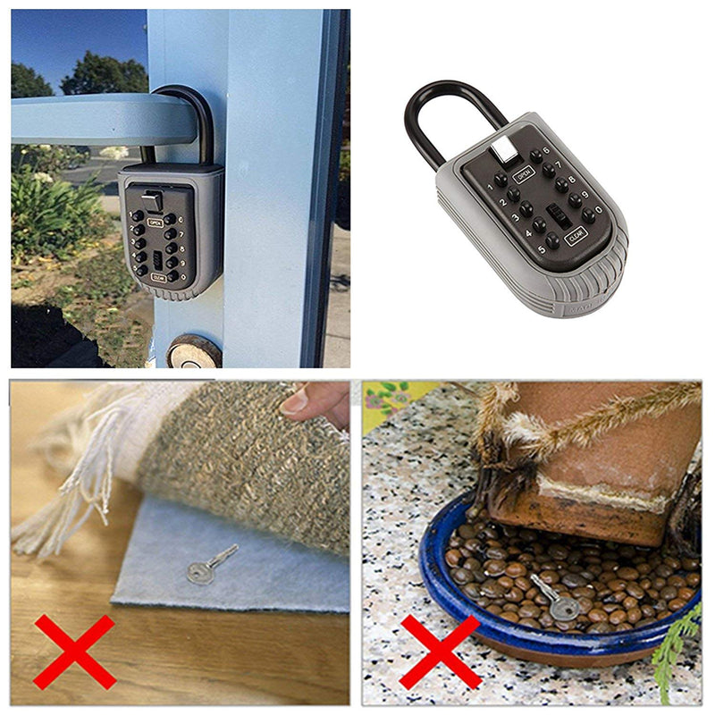 Key Lock Box,Realtor Key Lock Box Safe Lockbox 10-Digit Push Button Combination Safe Vault - Portable Outdoor Stor a Key - Door Handle or Fence Mount.