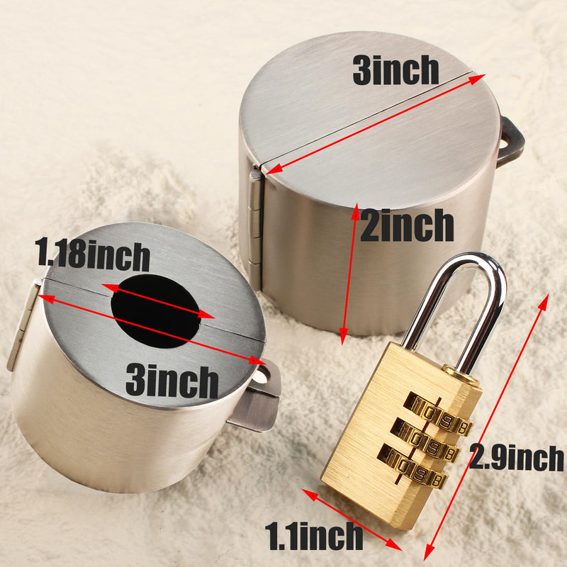 Door Knob with Lock，Without Drilling Door Handle Lock，from Outside Prevents Turning of Door Knob and Access to Keyhole,for Apartment Evictions，Childproof (Stainless Steel with Padlock) Stainless Steel
