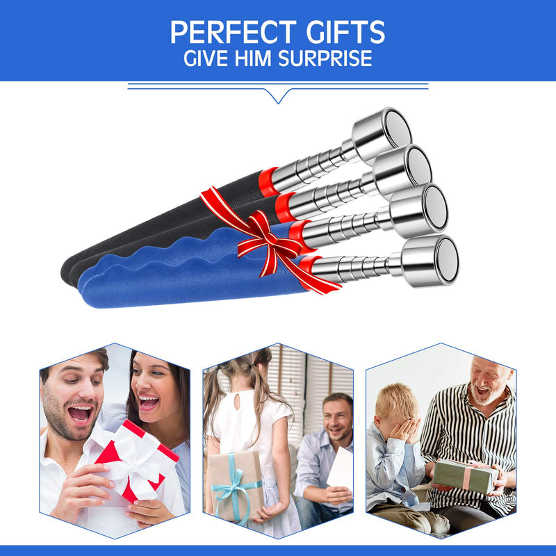Telescoping Magnetic Pickup Tool 20 Lbs Magnet Extension Tool Telescoping 30 Inch Extendable Stick Gadget for Men Suitable for Birthday Father's Day Christmas(Blue and Black,4 Pieces) 4 Blue and Black