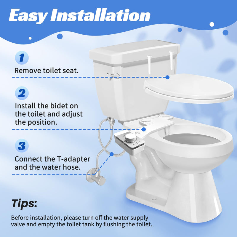 Bidet Attachment for Toilet,Self Cleaning Water Sprayer Adjustable Water Pressure Control,Slim Bidets for Toilets,Quick & Easy Installation (White） A2-Bidet Attachment