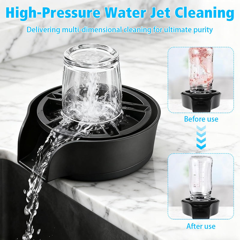Petyoung Glass Rinser for Kitchen Sink, 360 Degree Rotating Glass Rinser with Pull Out Spray Head, Kitchen Sink Bottle Washer, Faucet Glass Rinser Cup Washer Cleaner Attachment Accessory for Bar Sink