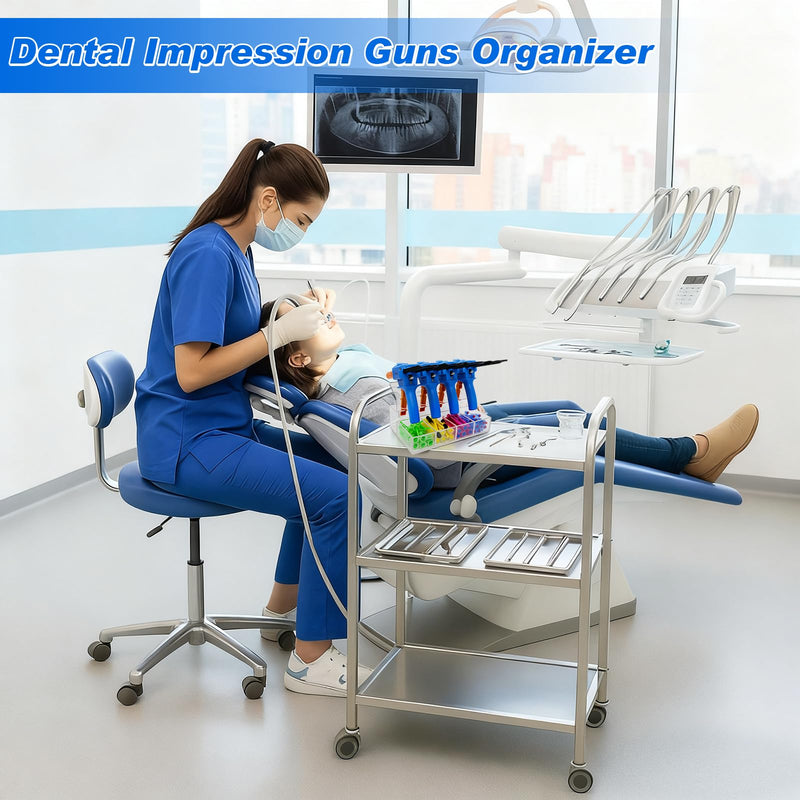 Dental Organizer Gun Holder Impression Clear Acrylic 4-slot Organizer with Mixing Tips Storage Durable & Space-saving for Dental Clinic Countertop