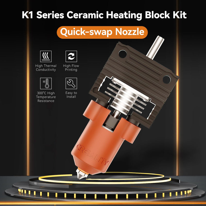 2024 Official Creality K1/K1 Max/K1C Hotend Upgrades Kit, K1 Series Ceramic Heating Block Kit, 3D Printers Hotend with Integrated Quick-Swap Nozzle, Supports 300°C High Temperature, 600mm/s High-Speed K1/K1 Max/K1C Upgrade