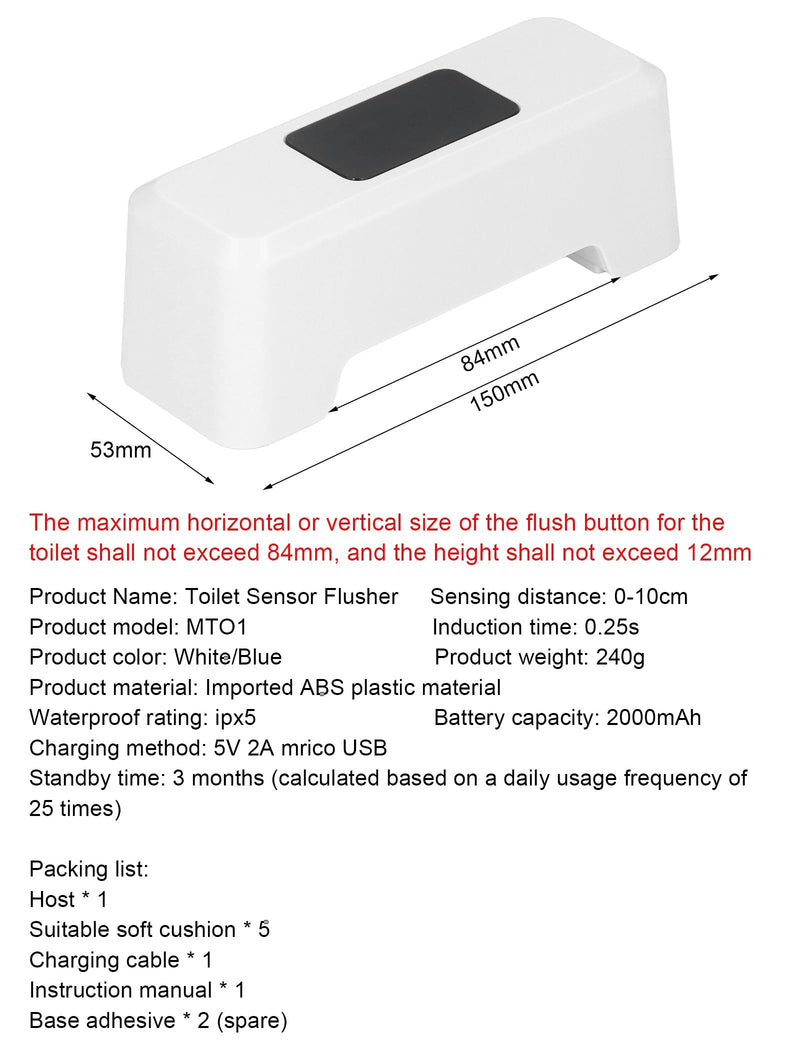 Touchless Toilet Flush, External Infrared Automatic Sensor Toilet Flusher 0.25S Induction Automatic Touchless Toilet Flusher Hands Toilet Flushing Kit(white) Toilet Flush Valves