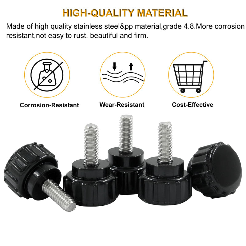 10Pcs M4 x 10 mm Thread Knurled Thumb Screws, Galvanized Iron M4 Knurled Thumbscrews,Screw On Type Clamping Knob Grip Black,Clamping Screws Grip Knobs M4x10,10Pcs