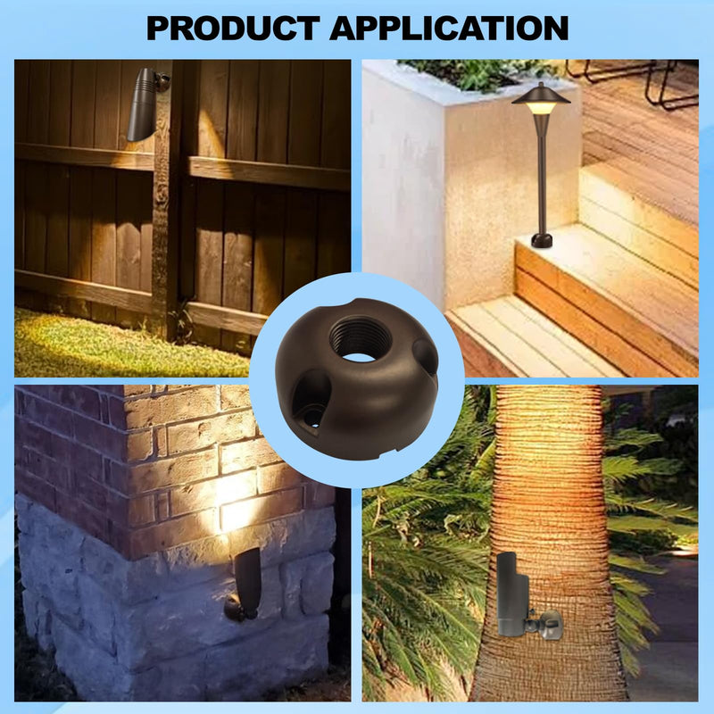 Low Voltage Landscape Lighting Mounting Bracker for Wall and Tree | 1/2" NPT Thread, Outdoor Landscape Lighting Surface Mount Plate Bracket Base, Die-Cast Aluminum, Bronze, Pack of 6