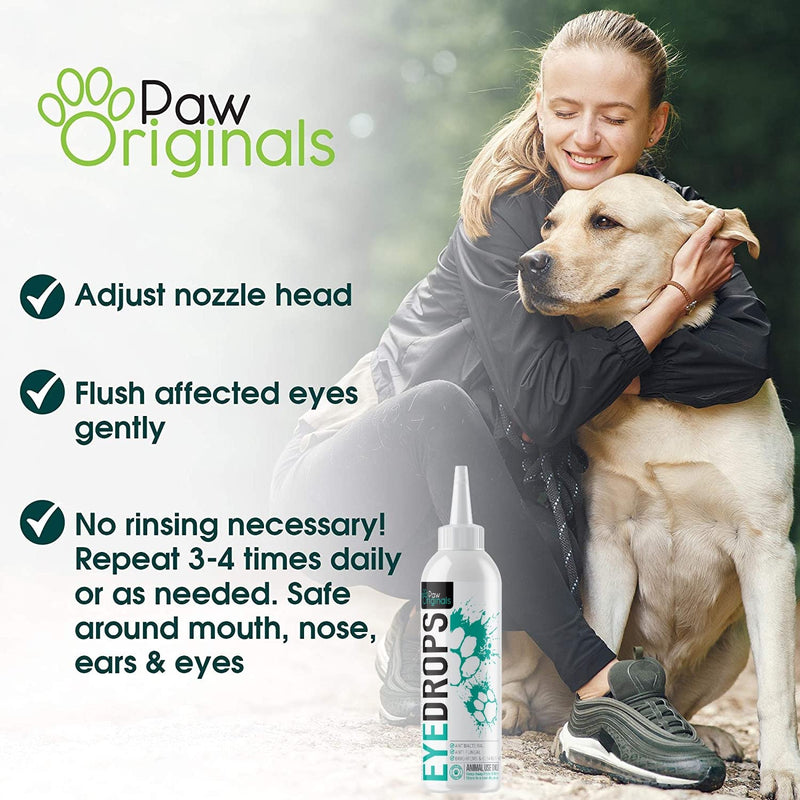 Paw Originals Dog Eye Drops - Antibacterial & Anti Fungal Formula | Itchy, Watery, Gunky Eyes | Brightens, Sparkles & Cleans Dogs Eyes - Non Toxic Eye Cleaner For Dogs | 100% Safe & UK Trusted Brand - PawsPlanet Australia