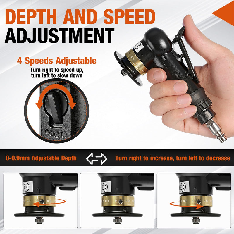 Pneumatic Chamfering Tool - Mini Air Chamfer Tool with 10 C-Angle & 10 R-Angle Blades, 45° Round Corner 30000 RPM Upgrade Chamfer Tool for Metal and Wood with 1/4" Air Inlet Black