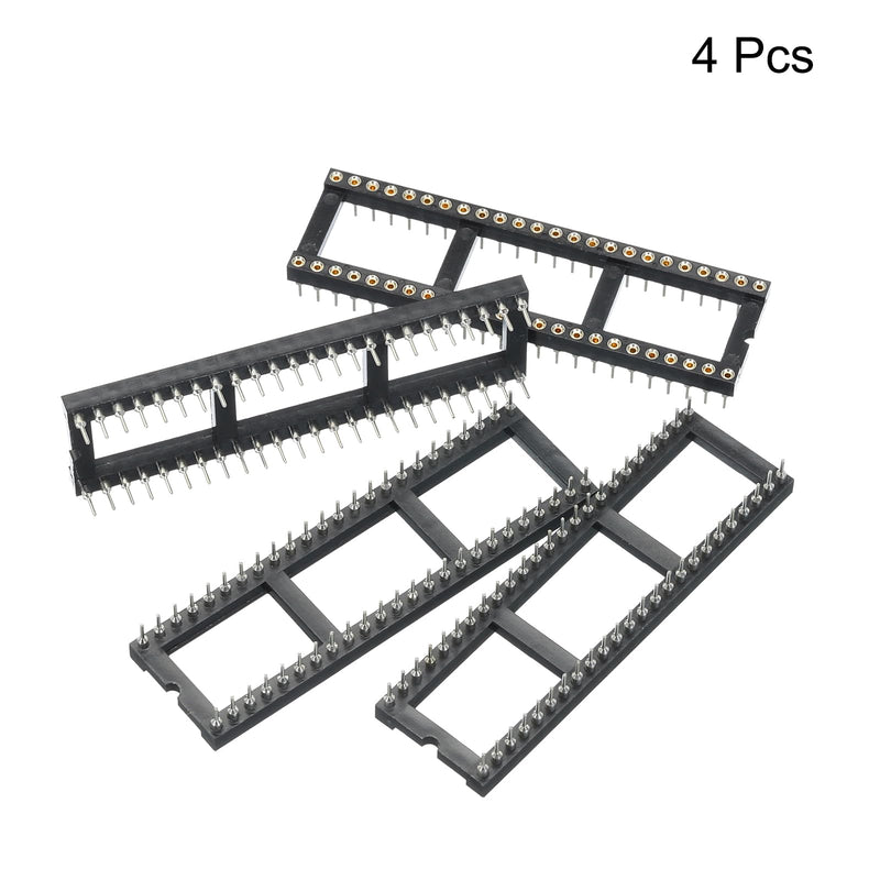 MECCANIXITY 4pcs DIP IC Chip Socket Adapter Round Pin 48P 2.54mm Pitch IC Socket for PCB Board Chip, 15.2mm Black