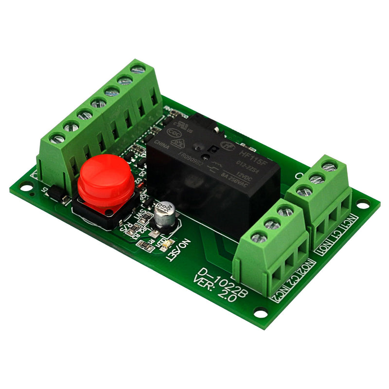 ELECTRONICS-SALON Panel Mount Momentary-Switch/Pulse-Signal Control Latching DPDT Relay Module,12V