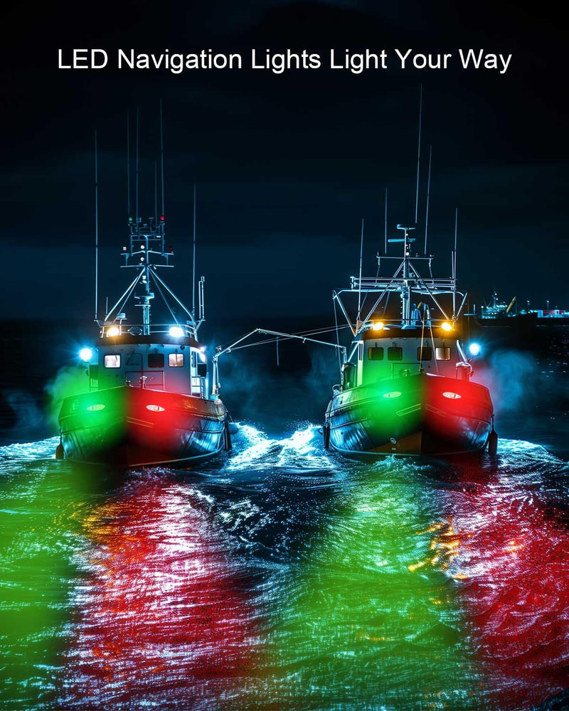 12V LED Marine Navigation Light Teardrop Type Sidelight, SS Waterproof LED Flush Mount Red and Green, for Fishing Small Boat Pontoon Sailing Yacht