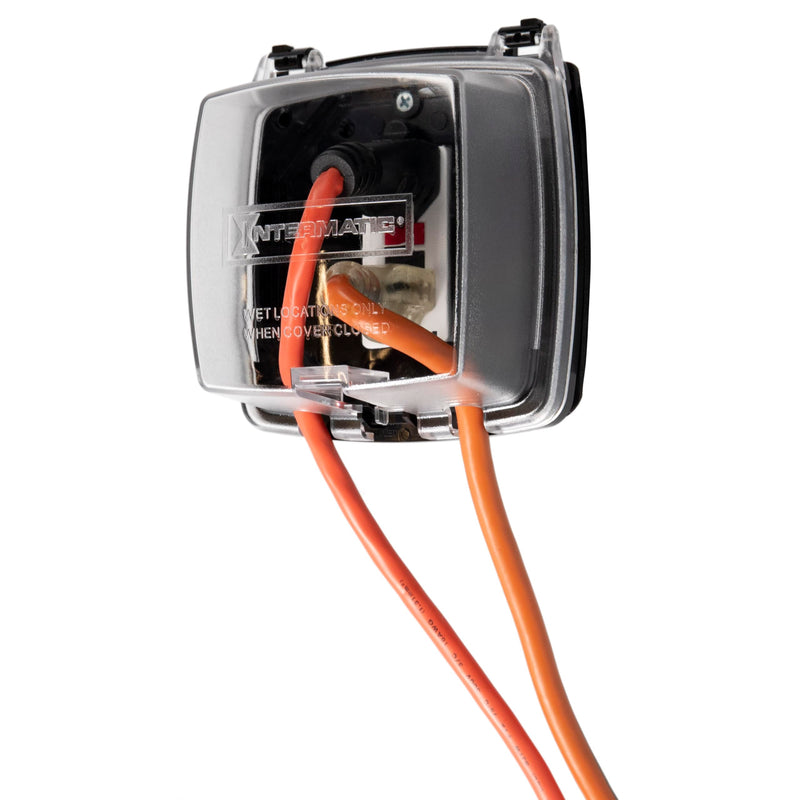 Intermatic WP1020C Weather Proof Plastic Receptacle Cover for Two-Gang 4” Box Single Gang Applications - Heavy-Duty UV Stabilized Polycarbonate - Outdoor Electrical Outlet Protection