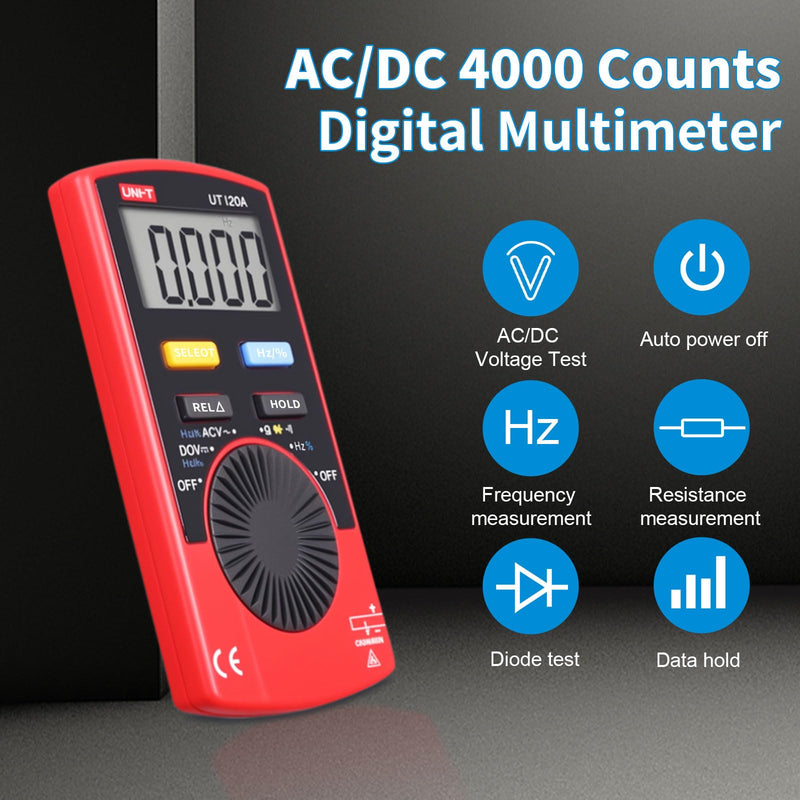 UNI-T UT120A Handheld Pocket Size Digital Multimeter AC/DC 600V Auto Range Continuity Buzzer Voltage Meters Testers UT120A - FBM