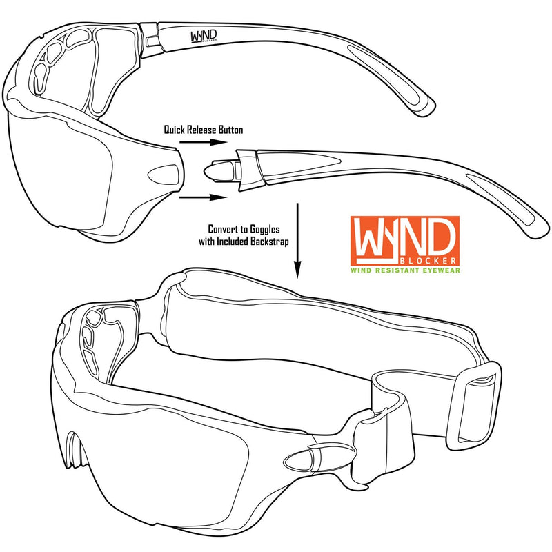 WYND Blocker Polarized Large Motorcycle Riding Sunglasses Sports Wrap Glasses Black | Polarized Smoke