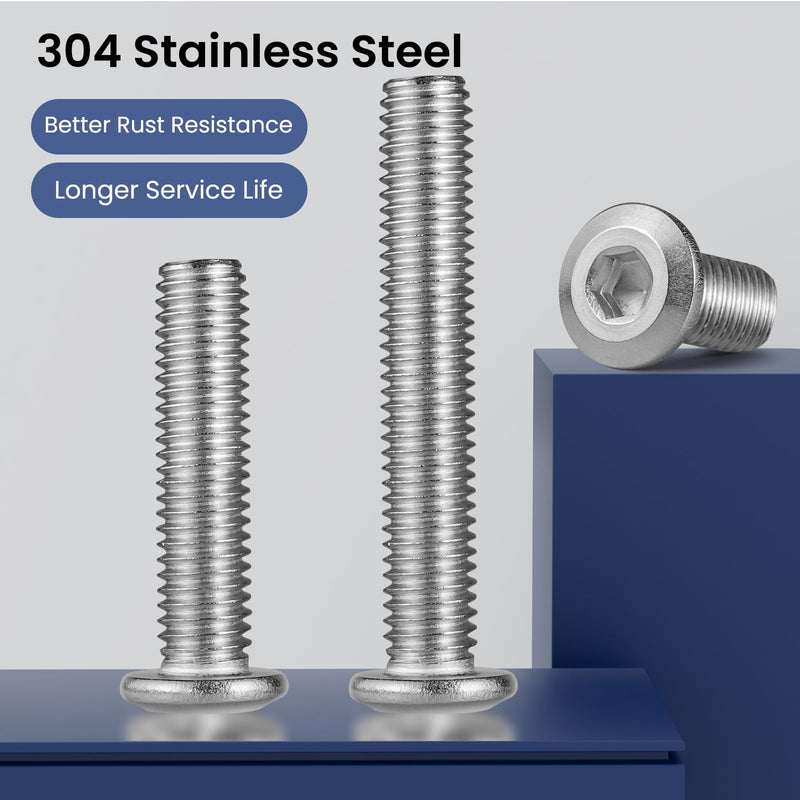 M6-1.0 x 35mm Flat Head Hex Socket Cap Screws Bolts 10Pcs, M6 Bolt 304 Stainless Steel 18-8 Furniture Bolts Full Thread, with Hex Spanner M6 x 35mm Silver 10