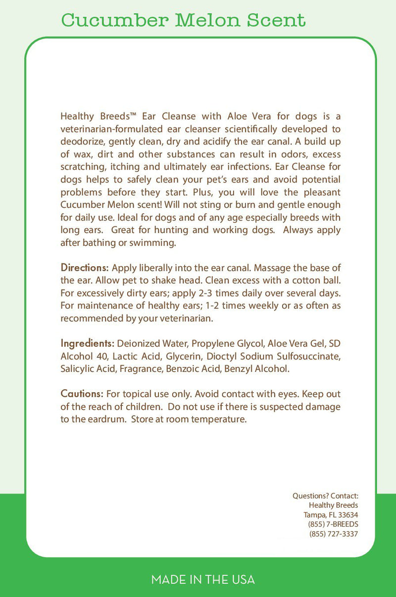 Healthy Breeds Dogue de Bordeaux Ear Cleanse with Aloe Vera Cucumber Melon 8 oz