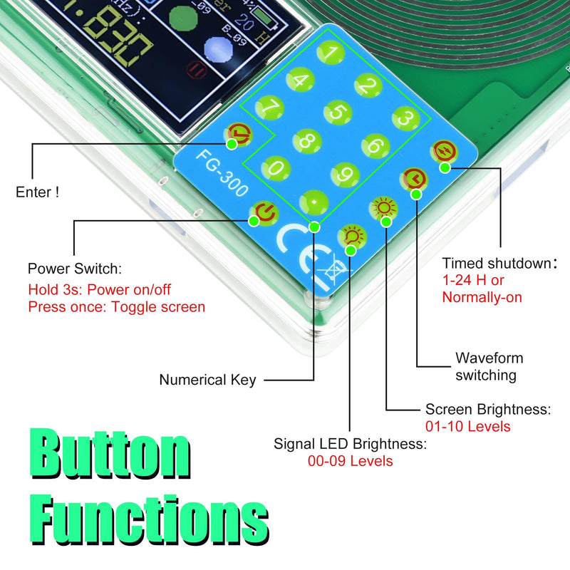 7.83Hz Schumann Wave Resonance Generator,0.01Hz-200000Hz Portable Signal Generator,1.8 Inch TFT Display Sleep Aid Stable Low Frequency Oscillator for Physics Lab, Research and DIY Electronics Projects