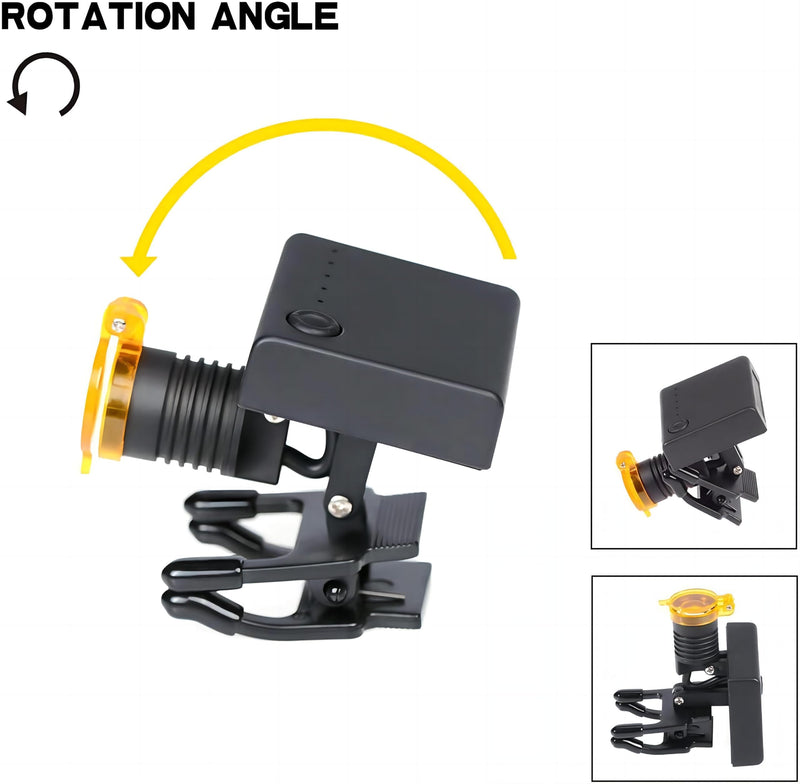 Alkita 3.5X420MM Binocular Loupe 5W Headlight Lamp Clip-on Loupes with Filter for Magnifier Black DY-007 + Aluminum Box