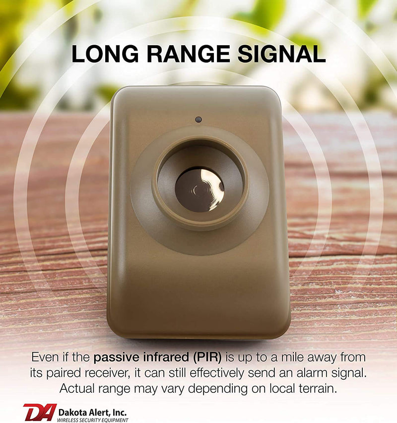 Dakota Alert Long Range Wireless Driveway Motion Detector - DCMA-4000 One Mile Alarm System - Passive Infrared Driveway Alarm Transmitter & Receiver - Outdoor Motion Sensor & Alarms