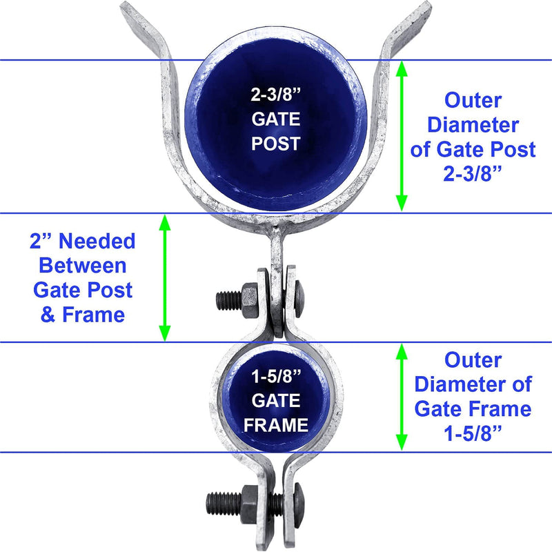 1-5/8" x 2-3/8" Chain Link Fence Gate Fork Latch - Fence Gate Latch - Galvanized Fence Gate Latch with Hole for Padlock 1-5/8" X 2-3/8"