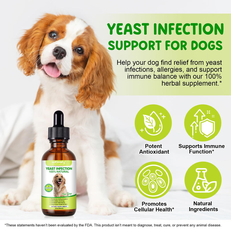Natural Dog Yeast Infection Treatment for Itchy Skin, Ears & Paws, Soothes Irritation & Relieves Discomfort from Allergies, Supports Healthy Itch Relief, Improves Coat & Skin, Herbal Supplement Drops