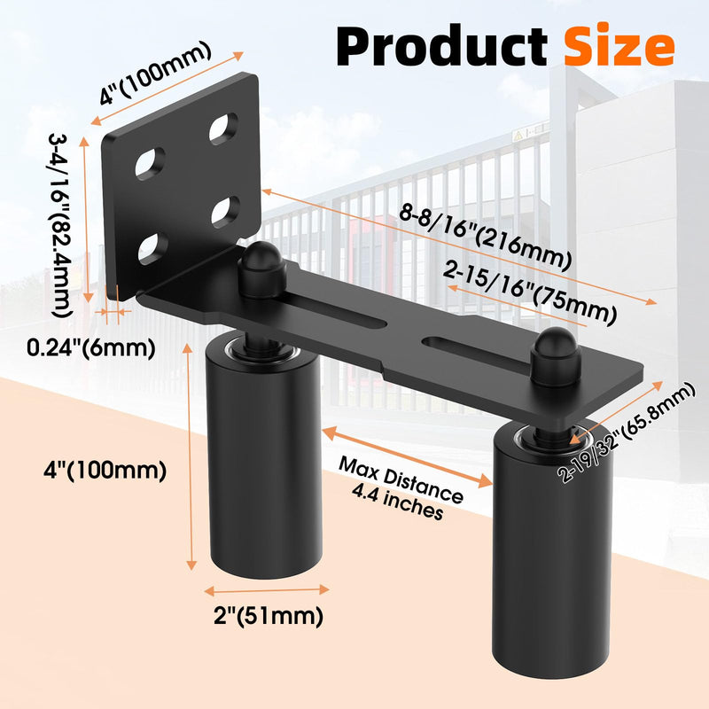 Heavy Duty Sliding Gate Guide Roller Hardware Kit, 4" Black Nylon Wheels with Steel L-Bracket, Adjustable Slide Gate Guide Roller for Rolling Door, Wood, Garage (Black-1pc, 4in) Black-1pc