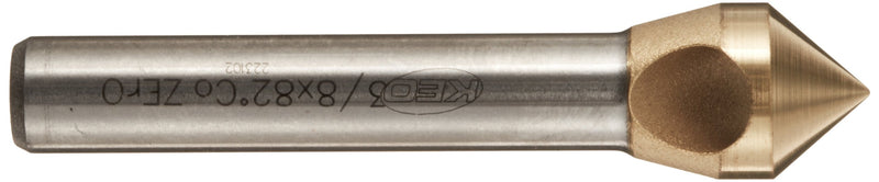 KEO 53511 Cobalt Steel Single-End Countersink, TiN Coated, 82 Degree Point Angle, Round Shank, 1/4" Shank Diameter, 3/8" Body Diameter