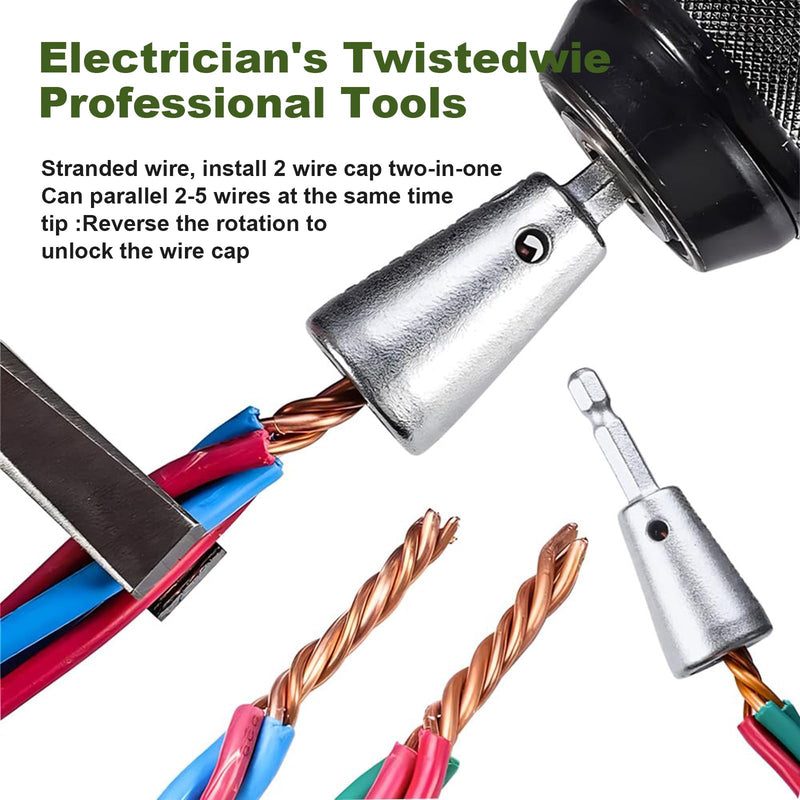Wire Stripper Twister Tool for Drill, 2024 Upgraded Wire Stripping Tool & Wire Twisting Connector for Cutters 6-14 AWG, 8 In 1 Professional Electrician Wire Nut Twister Stripping and Twisting Tool