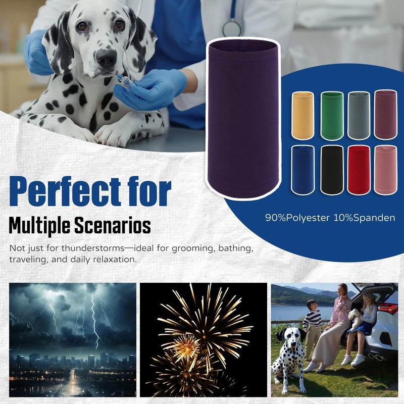 Dog Calming Hoodie Quiet Head Cover Sleeves Anxiety Relief/Noise Protection - Grooming - Thunder - Fireworks M-Head Circle(11.81"~17.32") Purple02