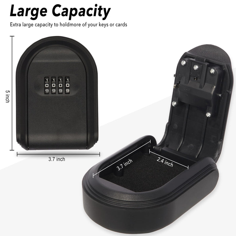 Magnetic Key Box for Under Car, Hide a Key Outside with Combination Lock Box, Resettable Safe Security Code Lockbox with 5 Strong Magnets, Anti-drop Magnetic Holder Under Car, Truck, Outdoor (1,Black) 1,Black