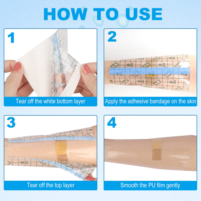 Hion Tattoo Aftercare Waterproof Bandage Transparent Film Dressing 50 Pre-Cut Sheets 4 x 4 Inch Tattoo Cover Up Tape Second Skin Adhesive Bandage Waterproof Wound Cover for Swimming Shower Shield 50pcs - 4 x 4 Inch