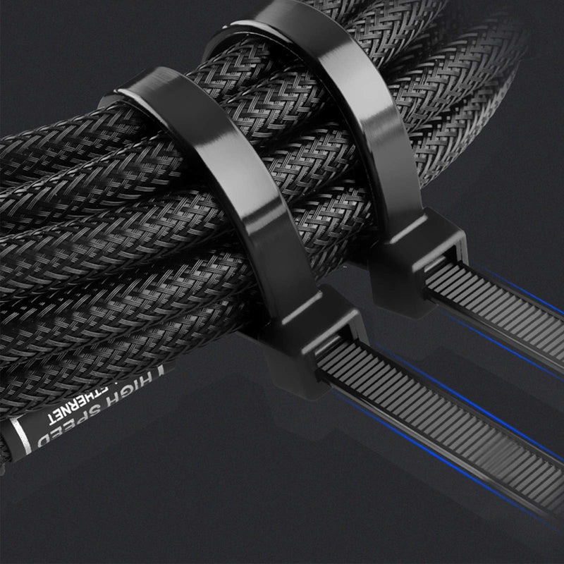 100Pcs Heavy Duty Industrial Zip Toes Releasable 8 Inch Black Tie Wraps Adjustable Tie wrap Reusable Zip Toes Tie Straps For Garden Plant Secure Vine, Home Office Use Reusable 8Inch 100Pcs