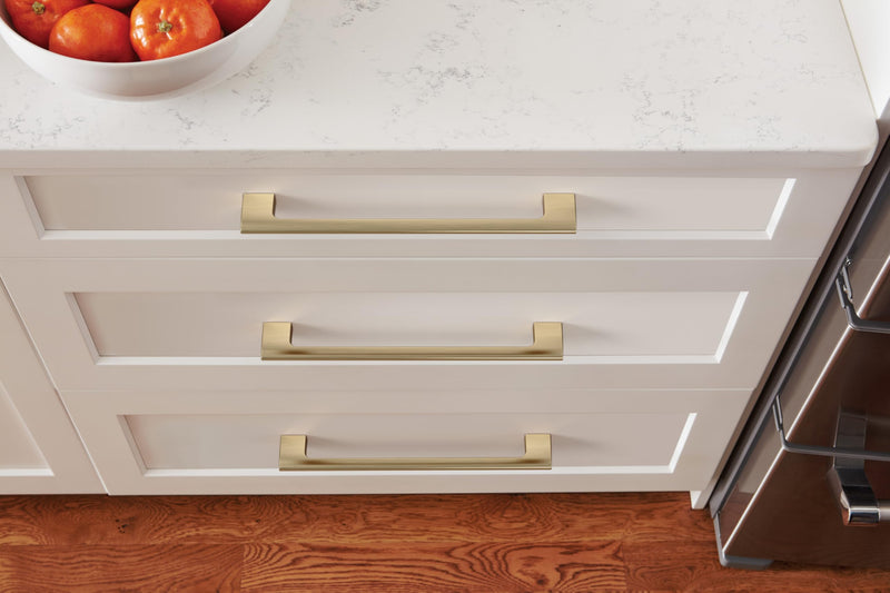 Amerock Riva 10-1/16 inch (256mm) Center-to-Center Golden Champagne Cabinet Pull, BP55490BBZ