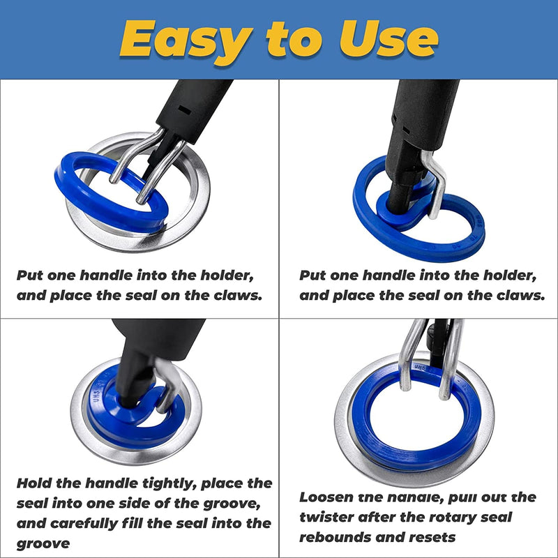 Seal Installation Tool, KZNANZN 4 Pack Hydraulic Cylinder Seal Kit for U-Cup Twistor Installation, Piston Rod Seal Install, O-Ring Twistor & Pick, Portable Seal Puller Tools Set Universal