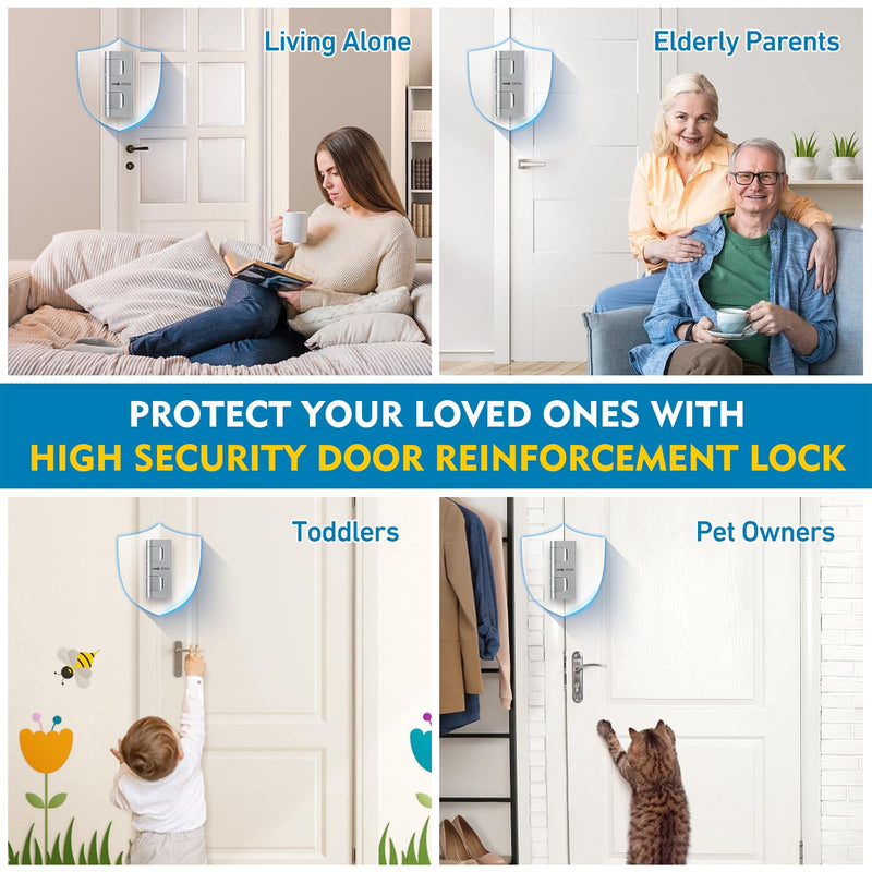 4 Pack 800 lbs Door Reinforcement Lock – Child Proof & Anti-Kick Security Locks for Whole Home Safety – Easy Install Anti-Kick Lock for Inward Doors – Prevents Forced Entry & Unauthorized Access 4 Pack