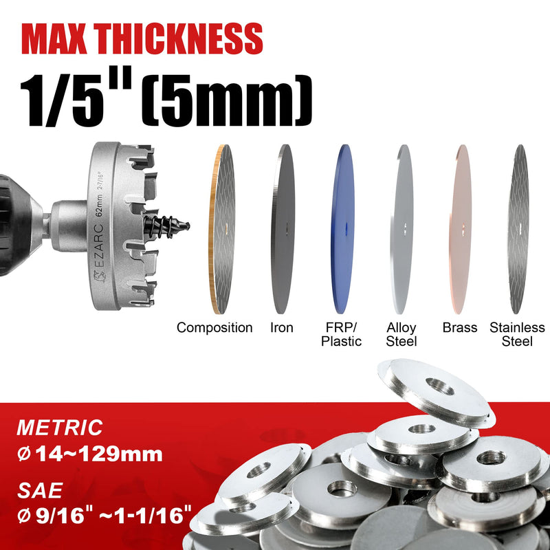 EZARC Carbide Hole Saw Heavy Duty, Hole Cutter for Stainless Steel, Sheet Metal 1" 25mm 1" | 25mm Single Pack