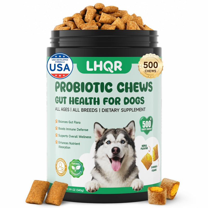 Probiotics for Dogs, Probiotic Chews for Dogs Supports Digestive Health and Immune Soft Chews for Gut Health Itchy Skin Diarrhea Gas Natural Supplement, 500ct Chicken Flavor