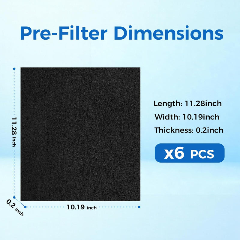 Replacement Pre-Filters for P285W/M6/P285WH, Washable, 6 Pack