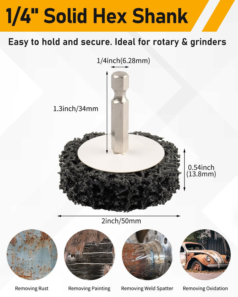 2" 4Pcs Quick Change Easy Strip Discs with 1/4" Hex Shank, Paint Stripper Wheel for Removing Paint, Cleans Welds Rust Removal. 4