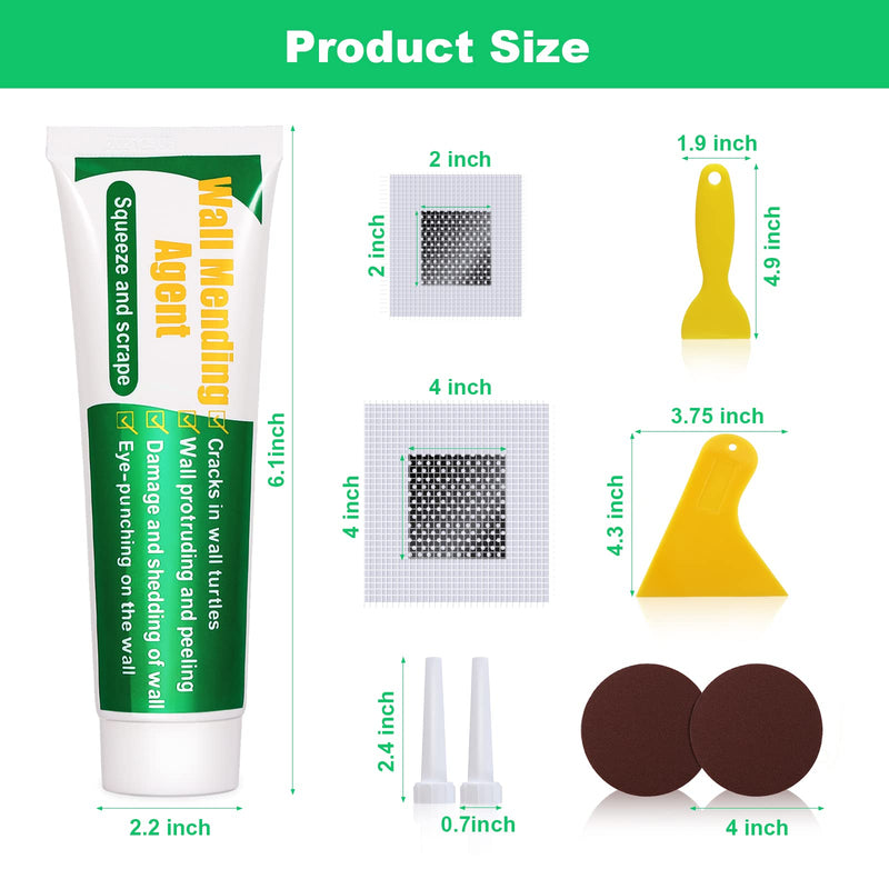 Drywall Repair Kit, 2 Pcs Spackle Wall Repair Patch Kit with Scraper, Wall Mending Agent Large Hole Drywall Patch, Easy to Fill Holes in Home Wall and Quick Repair Crack, Plaster Wall Repair 2 Pack