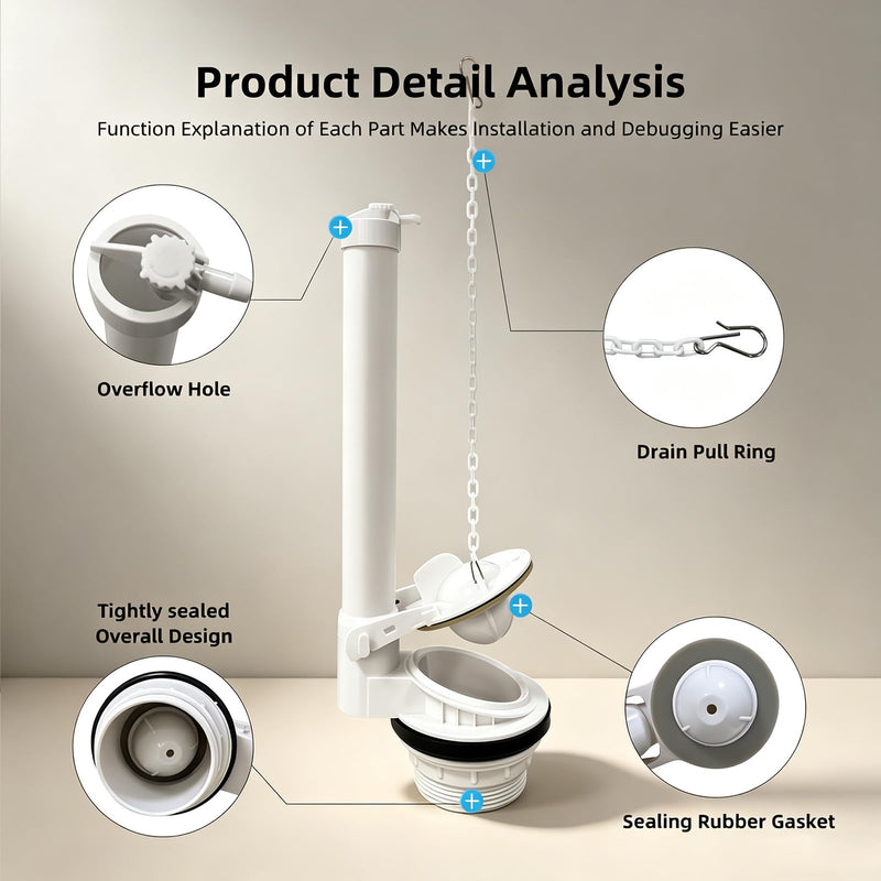 2-Inch Toilet Flush Valve Repair Kit for 2-Piece Tank | Universal 2 inch toilet flapper | Complete toilet repair kit | Heavy duty toilet parts inside tank | Leak-proof seal