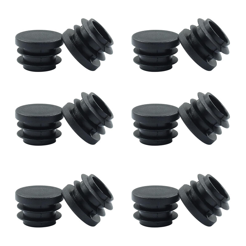 12 Pack 3/4 Inch (19mm) Round Plastic Hole Plugs, Black Pipe Tubing End Cap for Round Metal Tube Diameter: 3/4" 12 Pcs
