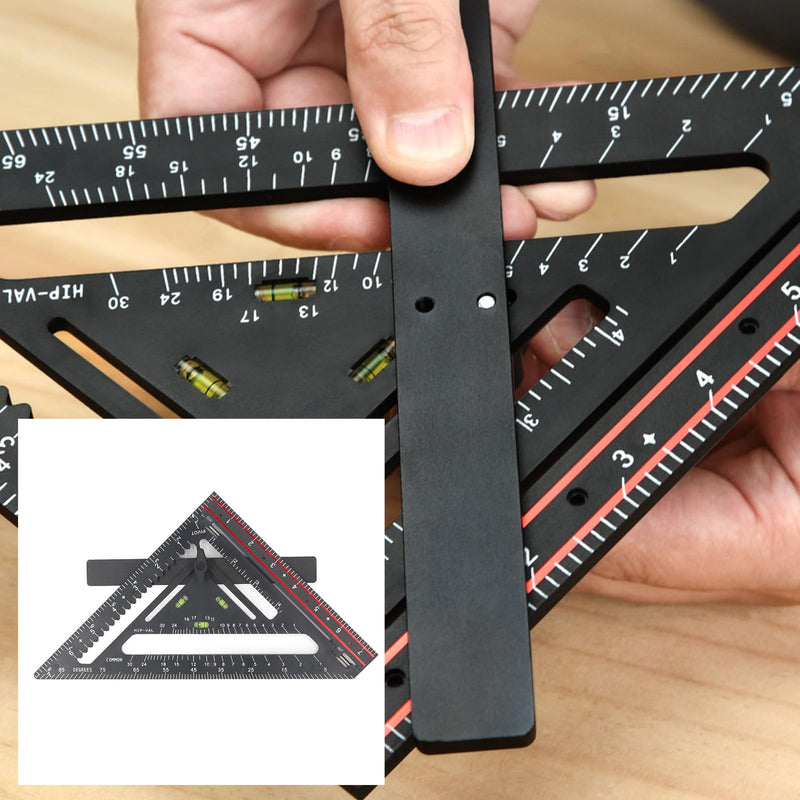Carpenter Square, 90° Framing Layout Tool Rafter Square with Level, Folding Triangle Ruler Measuring Square Tool for Woodworking Carpentry