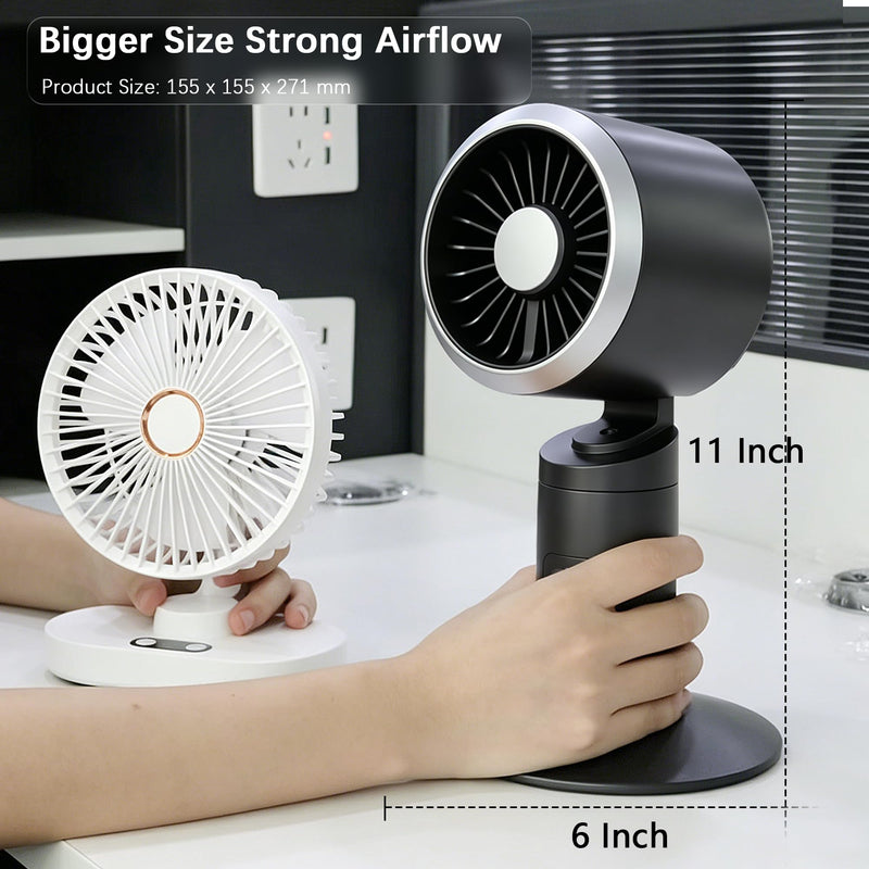 Rechargeable Oscillating Desk Fan, Cordless Battery Operated Table Fan with Strong Airflow, 5 Speeds, LED Display, 20dB Super Quiet Portable Fan for Bedroom, Office, Nightstand